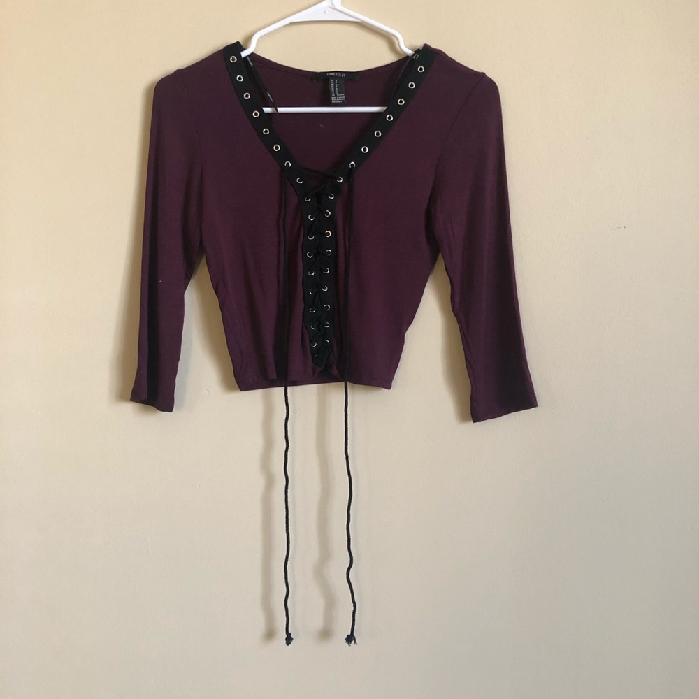 Forever 21 Lace Up Crop Top Size Small